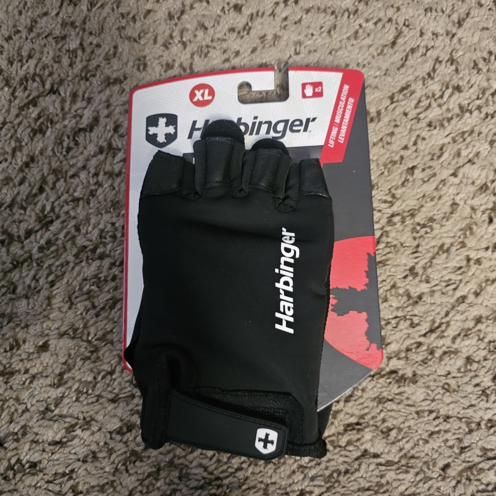 Harbinger Training Pro Gloves Grip Leather Palm Weightlifting Gloves NEW XL